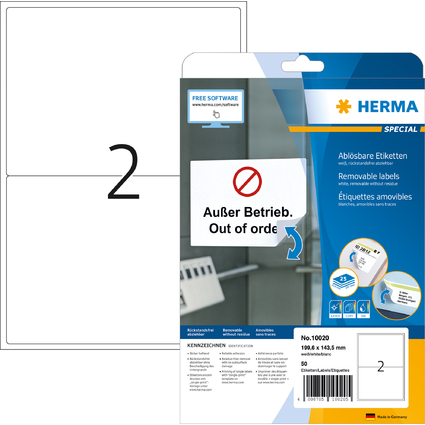 HERMA Universal-Etiketten SPECIAL, 199,6 x 143,5 mm, wei