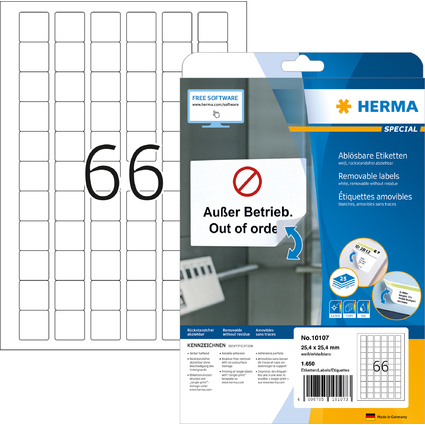 HERMA Universal-Etiketten SPECIAL, 25,4 x 25,4 mm, wei