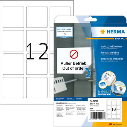 HERMA Universal-Etiketten SPECIAL, 60 x 60 mm, wei