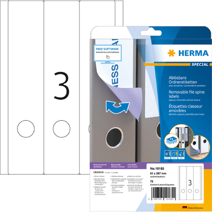 HERMA Ordnerrcken-Etiketten SPECIAL, 61 x 297 mm, wei