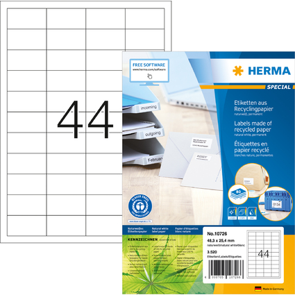 HERMA Universal-Etiketten Recycling, 48,3 x 25,4 mm, 80 Bl.