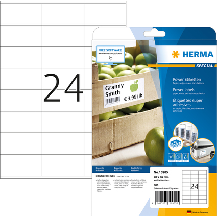 HERMA Power Etiketten SPECIAL, 70 x 36 mm, weiß
