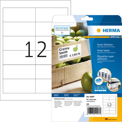 HERMA Power Etiketten SPECIAL, 97,0 x 42,3 mm, wei