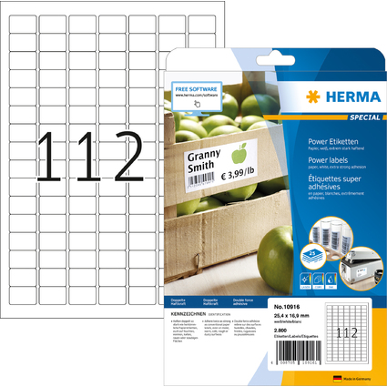 HERMA Power Etiketten SPECIAL, 25,4 x 16,9 mm, weiß