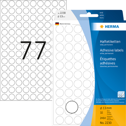 HERMA Markierungspunkte, Durchmesser: 13 mm, wei