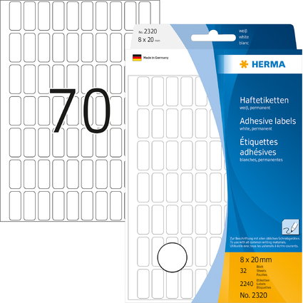 HERMA Vielzweck-Etiketten, 8 x 20 mm, wei, Gropackung