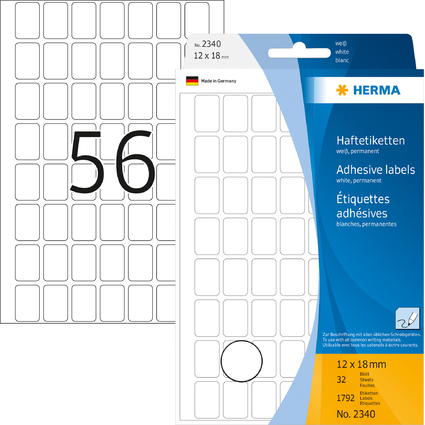 HERMA Vielzweck-Etiketten, 12 x 18 mm, wei, Gropackung