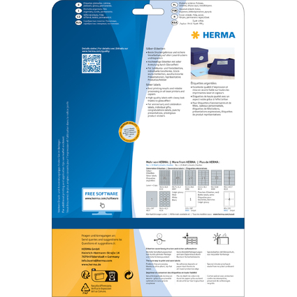 HERMA Folien-Etiketten SPECIAL, 210 x 297 mm, silber