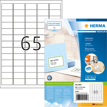 HERMA Adress-Etiketten, 38,1 x 21,2 mm, wei