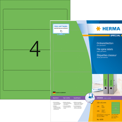 HERMA Ordnerrcken-Etiketten SPECIAL, 192 x 61 mm, grn