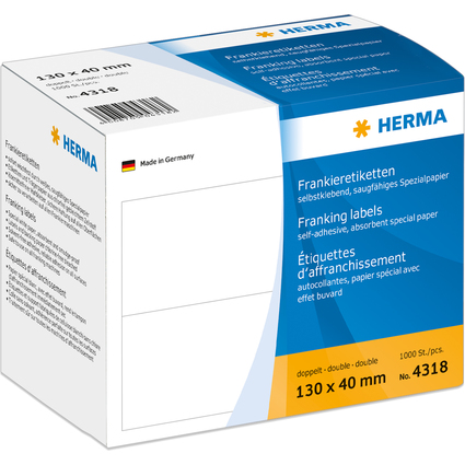HERMA Frankier-Etiketten, 130 x 40 mm, doppelt, weiß