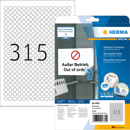 HERMA Universal-Etiketten SPECIAL, Durchmesser 10 mm, wei