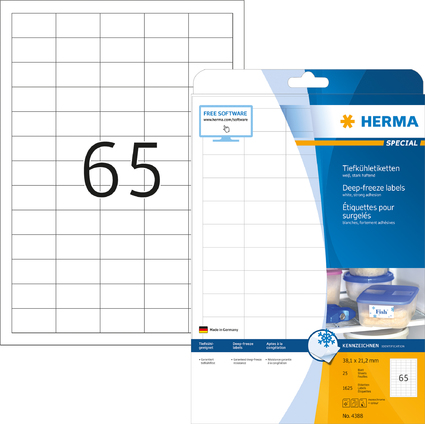 HERMA Tiefkhletiketten SPECIAL, 38,1 x 21,2 mm, wei