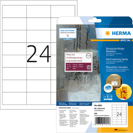 HERMA Folien-Etiketten SPECIAL, 66 x 33,8 mm, wei