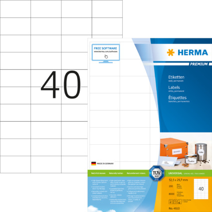 HERMA Universal-Etiketten PREMIUM, 52,5 x 29,7 mm, wei