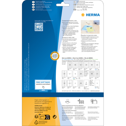 HERMA Folien-Etiketten SPECIAL, 66 x 33,8 mm, transparent