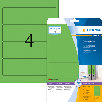 HERMA Ordnerrcken-Etiketten SPECIAL, 192 x 61 mm, grn