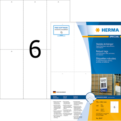 HERMA Warenanhnger SPECIAL, 70 x 148,5 mm, wei