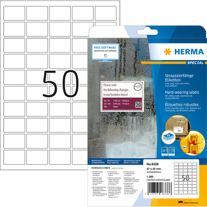 HERMA Folien-Etiketten SPECIAL, 37 x 25 mm, wei