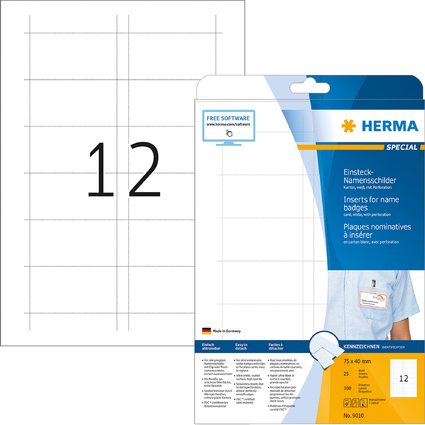 HERMA Einsteck-Namensschilder SPECIAL, 75 x 40 mm, weiß