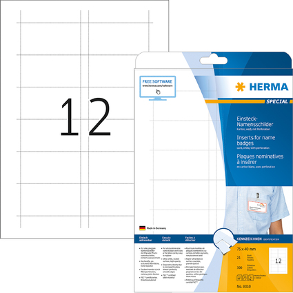 HERMA Einsteck-Namensschilder SPECIAL, 75 x 40 mm, wei