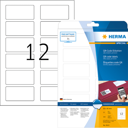 HERMA QR-Code Etiketten, 80 x 40 mm, rechteckig