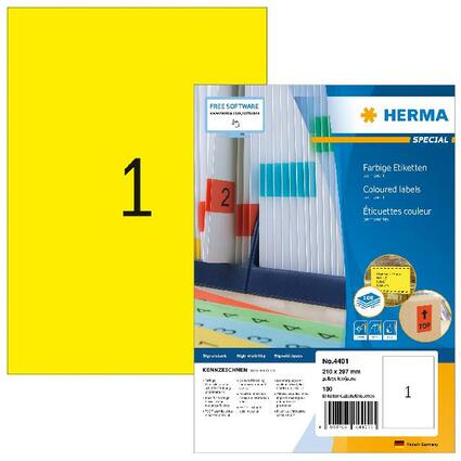 HERMA Universal-Etiketten SPECIAL, 210 x 297 mm, gelb