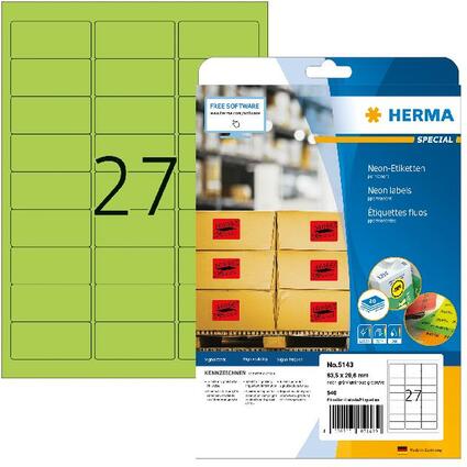 HERMA Universal-Etiketten SPECIAL, 63,5 x 29,6 mm, neon-grn