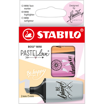 STABILO Textmarker BOSS MINI Pastellove 2.0, 3er Kartonetui