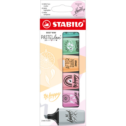 STABILO Textmarker BOSS MINI Pastellove 2.0, 6er Kartonetui