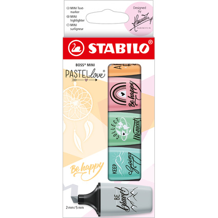 STABILO Textmarker BOSS MINI Pastellove 2.0, 5er Kartonetui