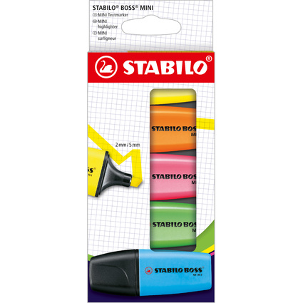 STABILO Textmarker BOSS MINI, 5er Karton-Etui