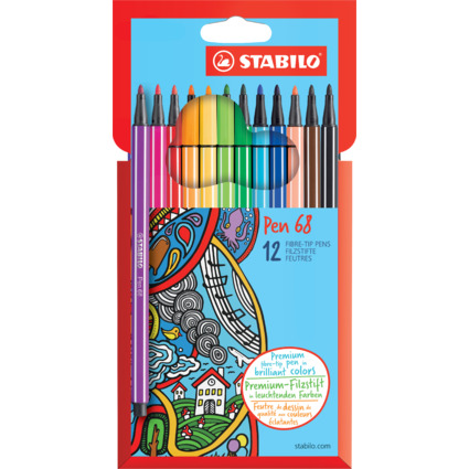 STABILO Fasermaler Pen 68, 12er Karton-Etui