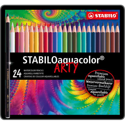 STABILO Aquarell-Buntstift aquacolor ARTY, 24er Metalletui