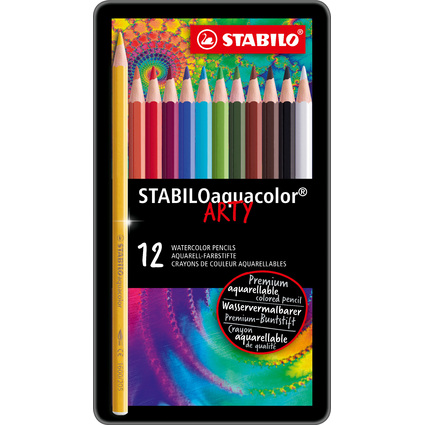 STABILO Aquarell-Buntstift aquacolor ARTY, 12er Metalletui