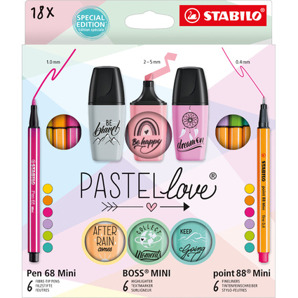 STABILO Stifte-Set Mini World Pastellove, 18er Etui