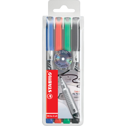 STABILO Permanent-Marker Write-4-all, M, 4er Kunststoff-Etui