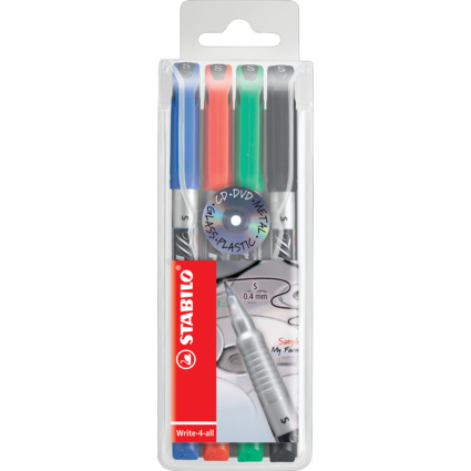 STABILO Permanent-Marker Write-4-all, S, 4er Kunststoffetui