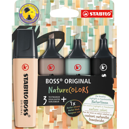 STABILO Textmarker BOSS ORIGINAL NatureCOLORS, 4er Etui