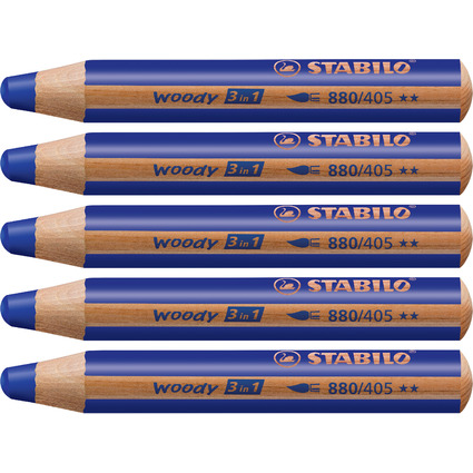 STABILO Multitalentstift woody 3 in 1, rund, blau