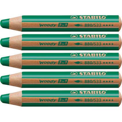 STABILO Multitalentstift woody 3 in 1, rund, dunkelgrn