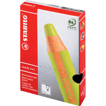 STABILO Multitalentstift woody 3 in 1, rund, schwarz