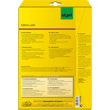 sigel Adress-Etiketten, 63,5 x 38,1 mm, wei, Kleinpackung