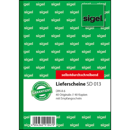 sigel Formularbuch "Lieferschein mit Empfangsschein", A6, SD