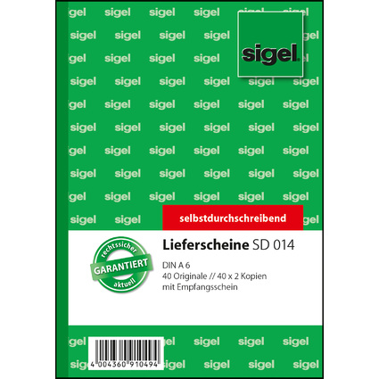 sigel Formularbuch "Lieferschein mit Empfangsschein", A6, SD