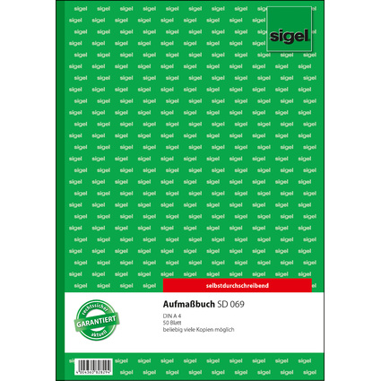 sigel Formularbuch "Aufmaßbuch", DIN A4, 50 Blatt