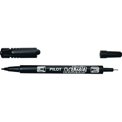 PILOT Permanent-Marker "Twin Marker", extra fein, schwarz