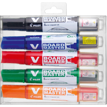 PILOT Whiteboard-Marker V BOARD MASTER, Keilspitze, 5er Etui