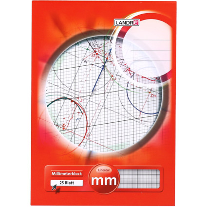 LANDRÉ Millimeterpapier-Block DIN A4, 25 Blatt, 80 g/qm
