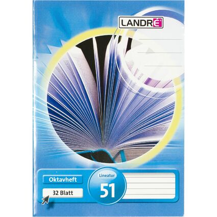 LANDRÉ Oktavheft DIN A6, liniert, 70 g/qm, 32 Blatt